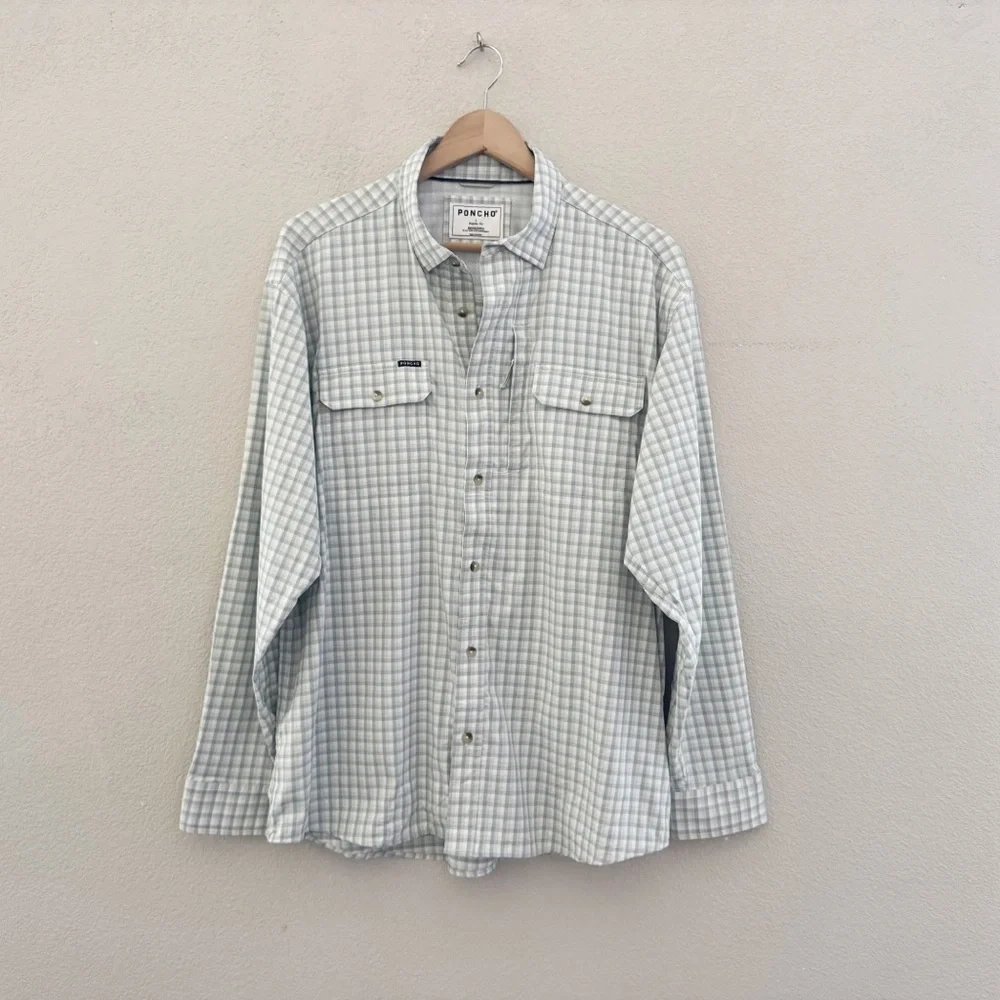 Poncho Original Shirt Mens Large Plaid Outdoor Fishing Utility Casual Technical - Picture 4 of 13